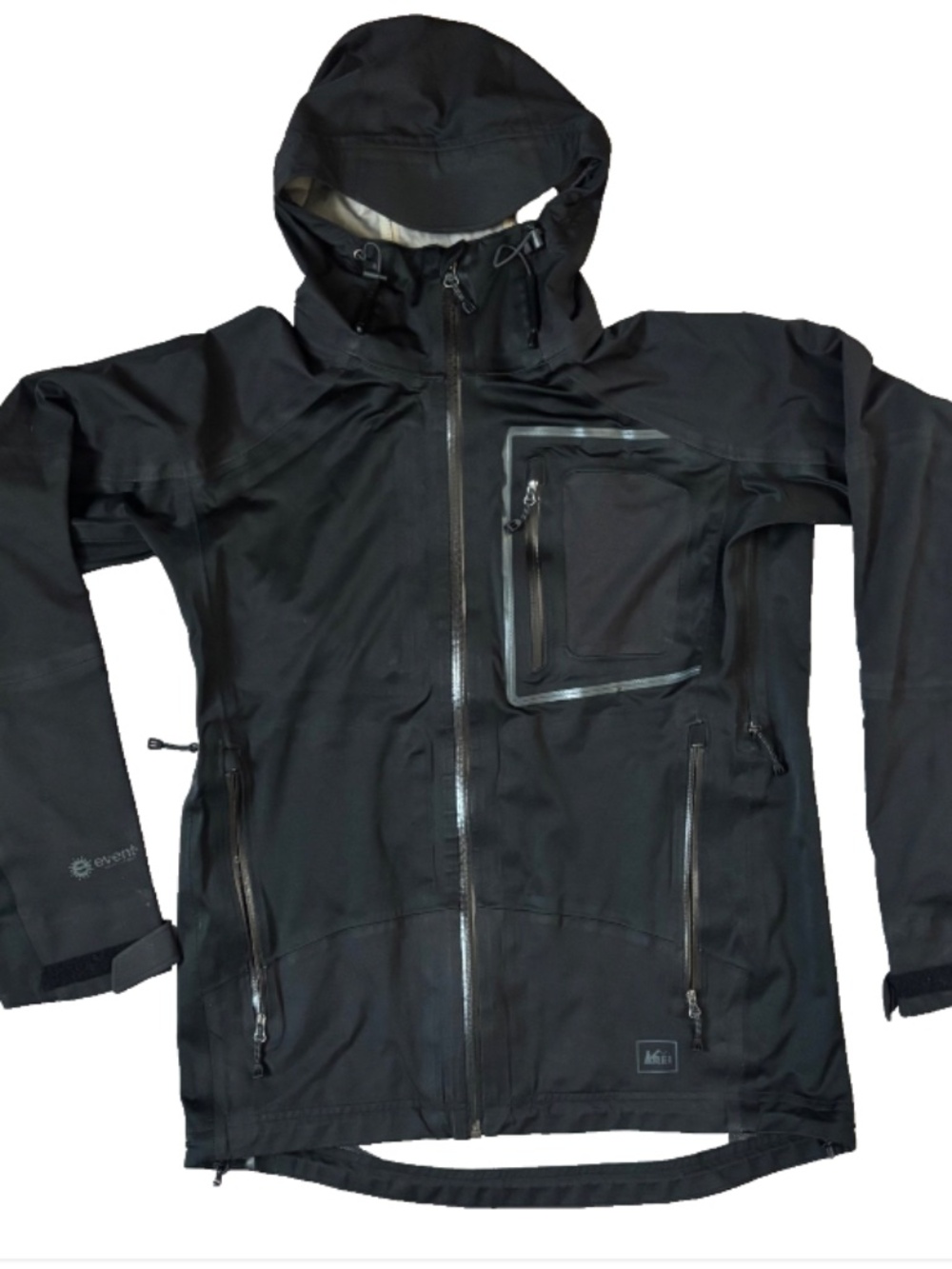 REI Co-op Hooded Rain Jacket 2.5 Layer Waterproof Breathable Outdoors. Mens Med.